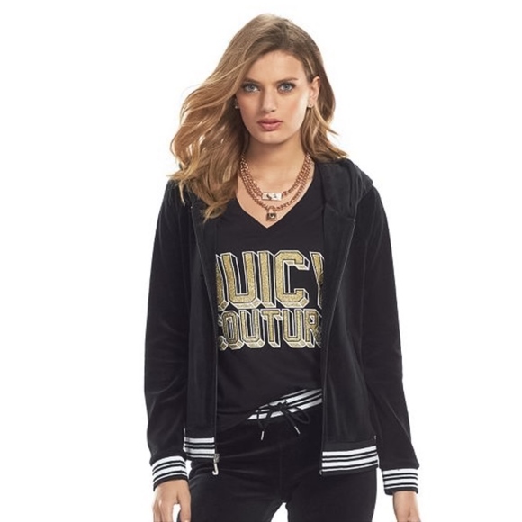 JUICY COUTURE Black Velour Lurex Tracksuit Set XL - Picture 2 of 4